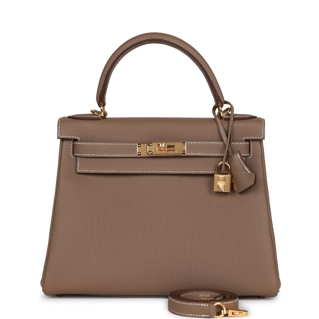 Top quality Hermes Kelly Retourne 28 Etoupe Togo Gold Hardware