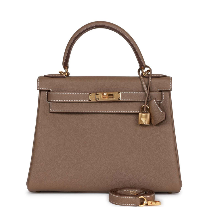 Top quality Hermes Kelly Retourne 28 Etoupe Togo Gold Hardware