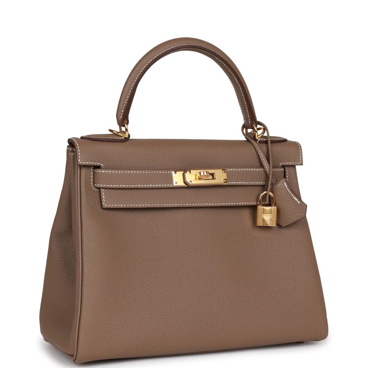 Top quality Hermes Kelly Retourne 28 Etoupe Togo Gold Hardware