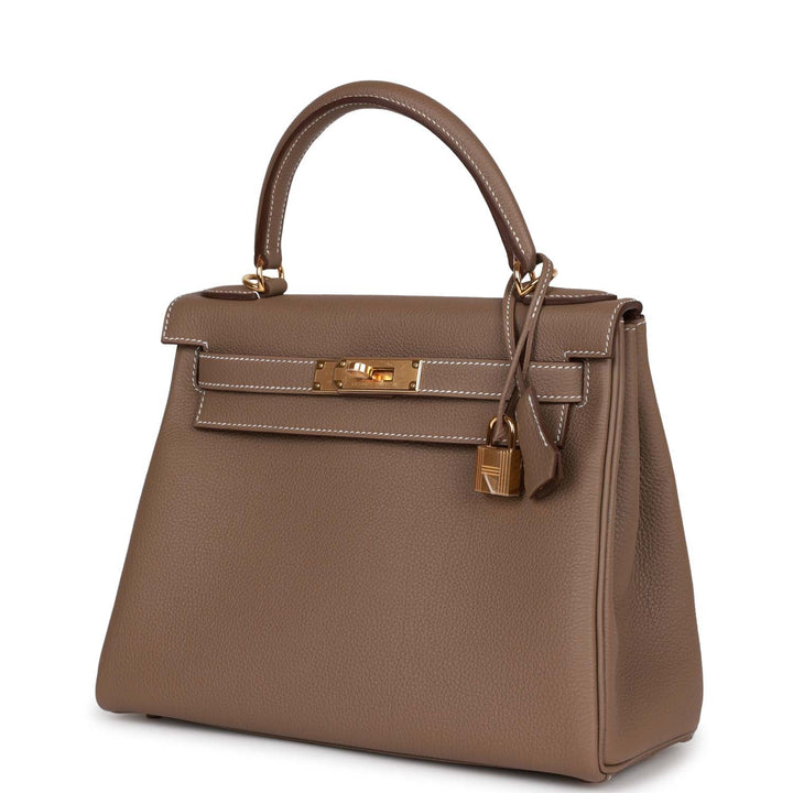 Top quality Hermes Kelly Retourne 28 Etoupe Togo Gold Hardware