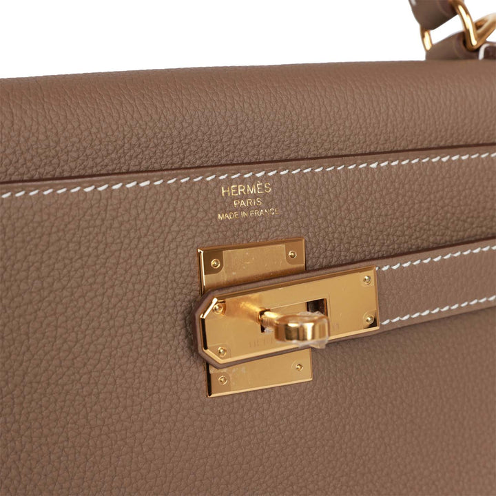 Top quality Hermes Kelly Retourne 28 Etoupe Togo Gold Hardware