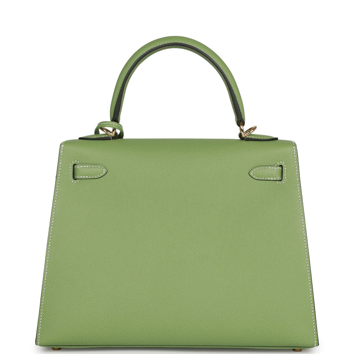 Hermes Special Order (HSS) Kelly 25 Sellier Vert Criquet Epsom Permabrass Hardware