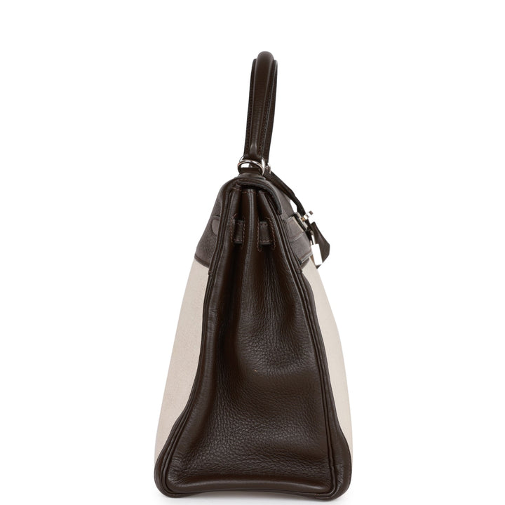 Hermes Kelly 35 Retourne Ebene Clemence and Toile H Palladium Hardware - Payment 1