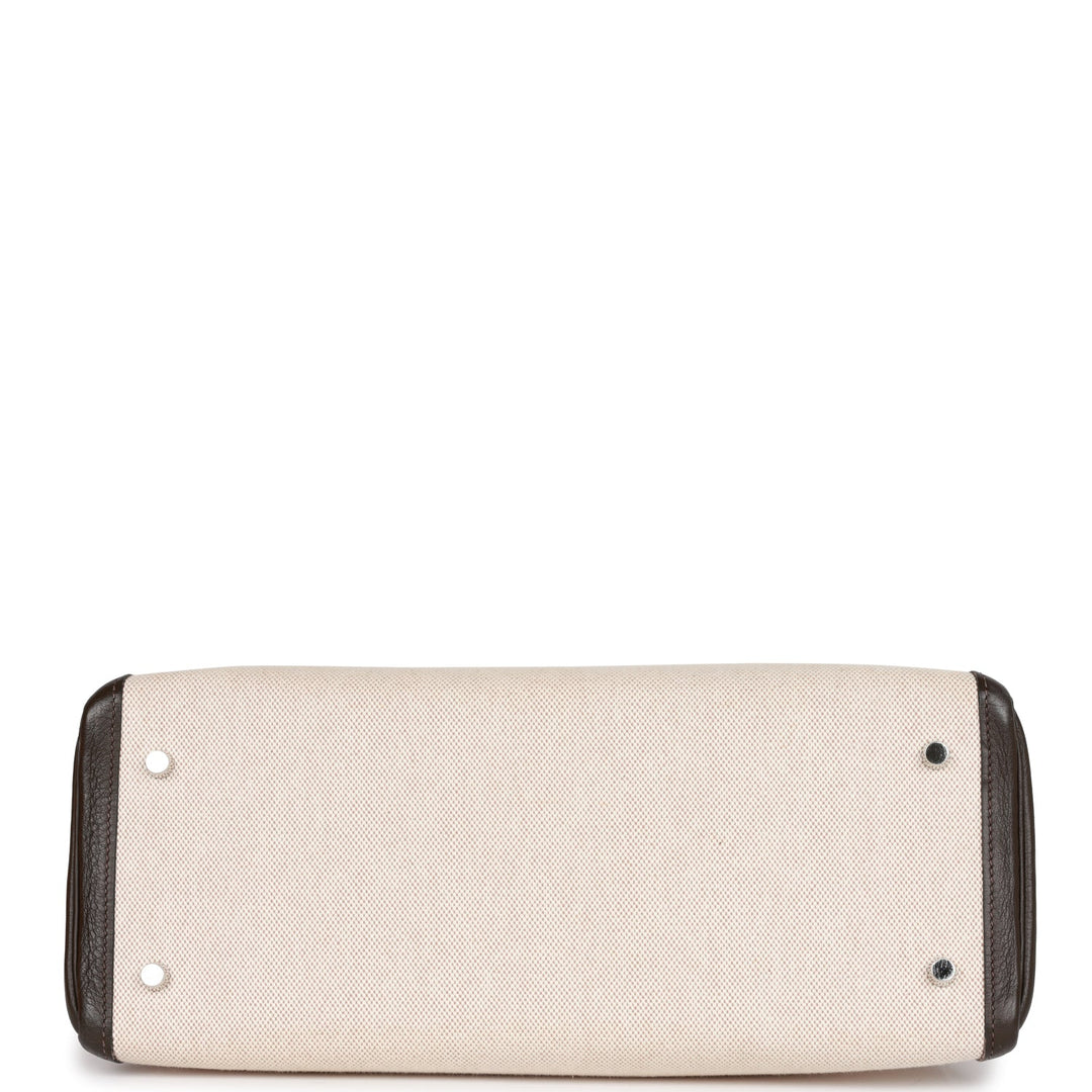 Hermes Kelly 35 Retourne Ebene Clemence and Toile H Palladium Hardware