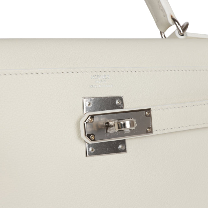 Hermes Kelly Retourne 28 White Evercolor Palladium Hardware