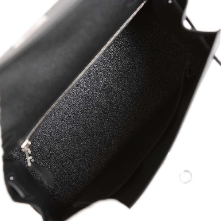 Top quality Hermes Kelly Sellier 25 Black Epsom Palladium Hardware