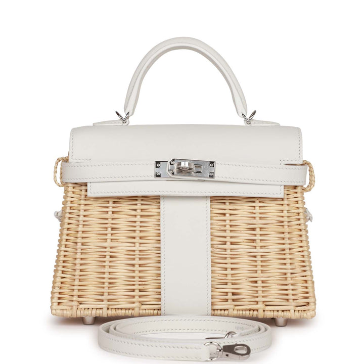 Top quality Hermes Mini Picnic Kelly 20 White Swift Palladium Hardware