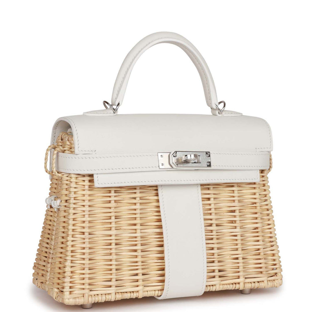 Top quality Hermes Mini Picnic Kelly 20 White Swift Palladium Hardware