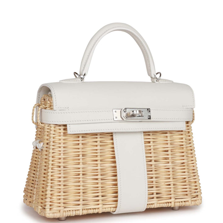 Top quality Hermes Mini Picnic Kelly 20 White Swift Palladium Hardware