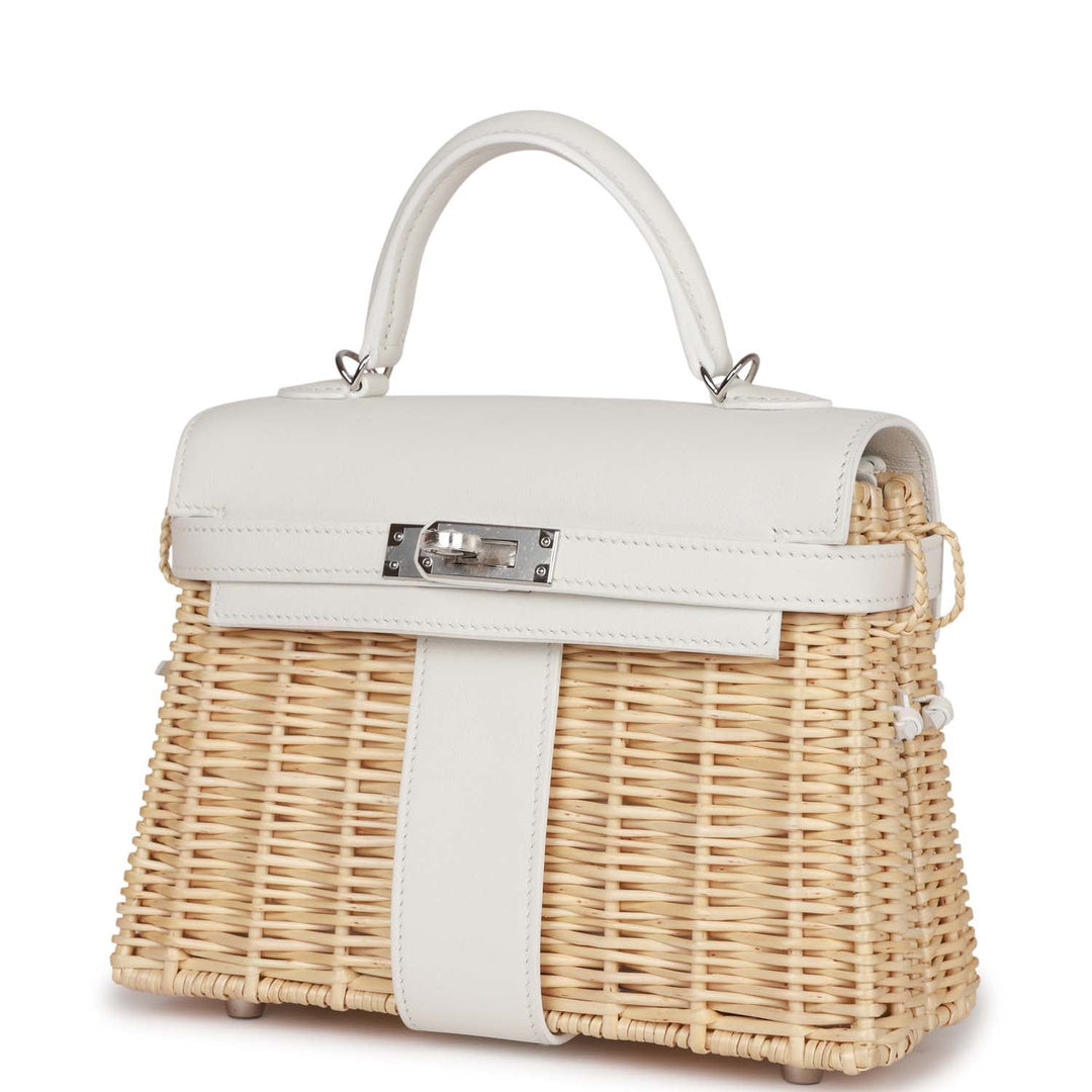 Top quality Hermes Mini Picnic Kelly 20 White Swift Palladium Hardware