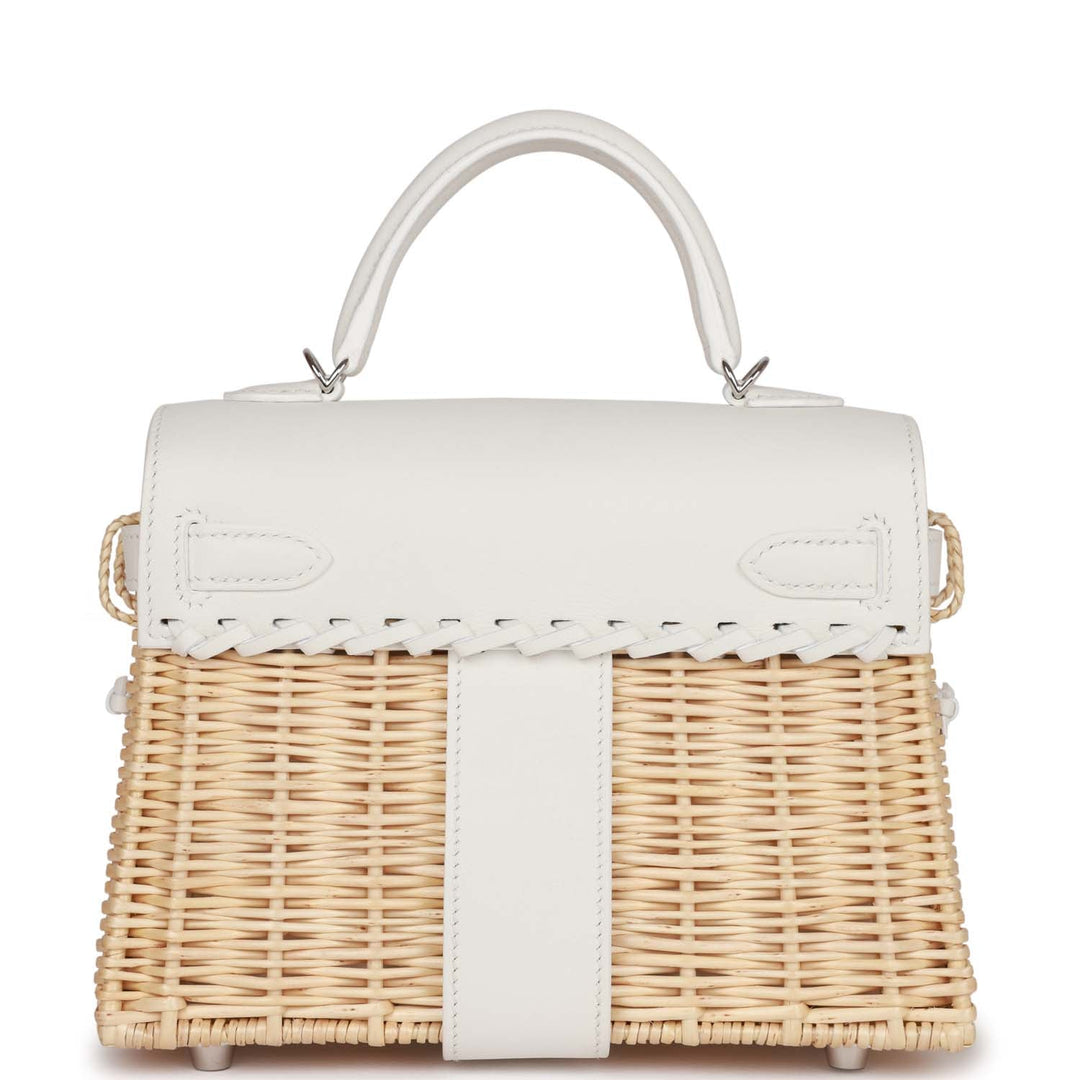 Top quality Hermes Mini Picnic Kelly 20 White Swift Palladium Hardware