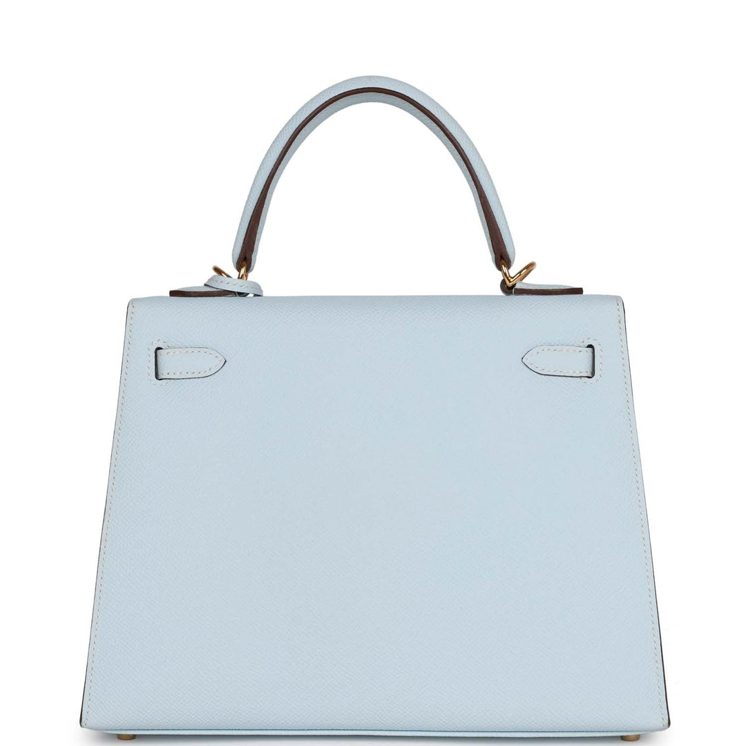 Top quality Hermes Kelly Sellier 25 Bleu Brume Epsom Gold Hardware