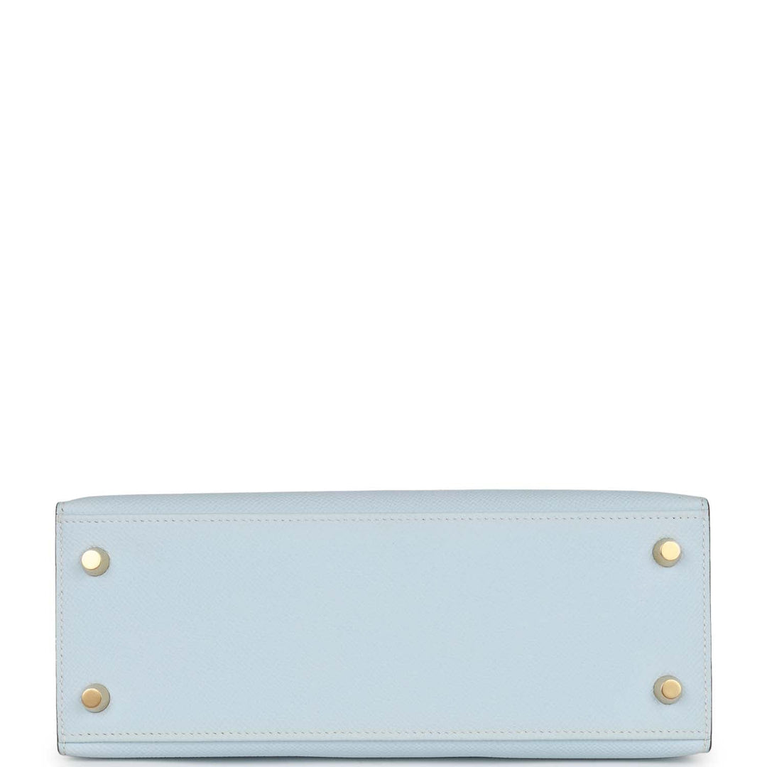 Top quality Hermes Kelly Sellier 25 Bleu Brume Epsom Gold Hardware