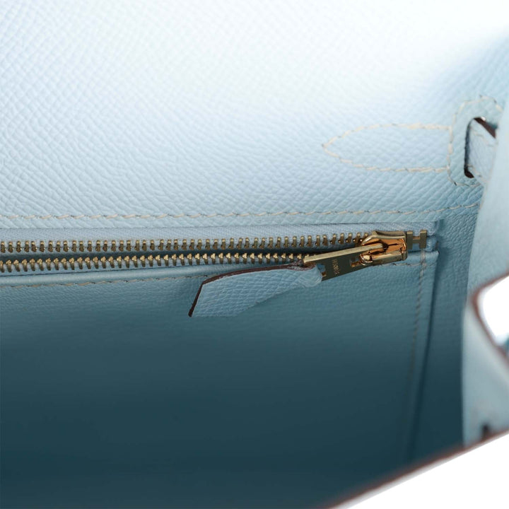 Top quality Hermes Kelly Sellier 25 Bleu Brume Epsom Gold Hardware