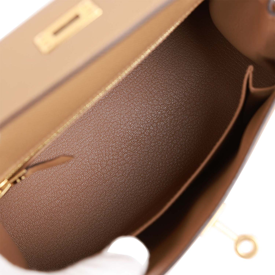Top quality Hermes Kelly Sellier 25 Chai Epsom Gold Hardware