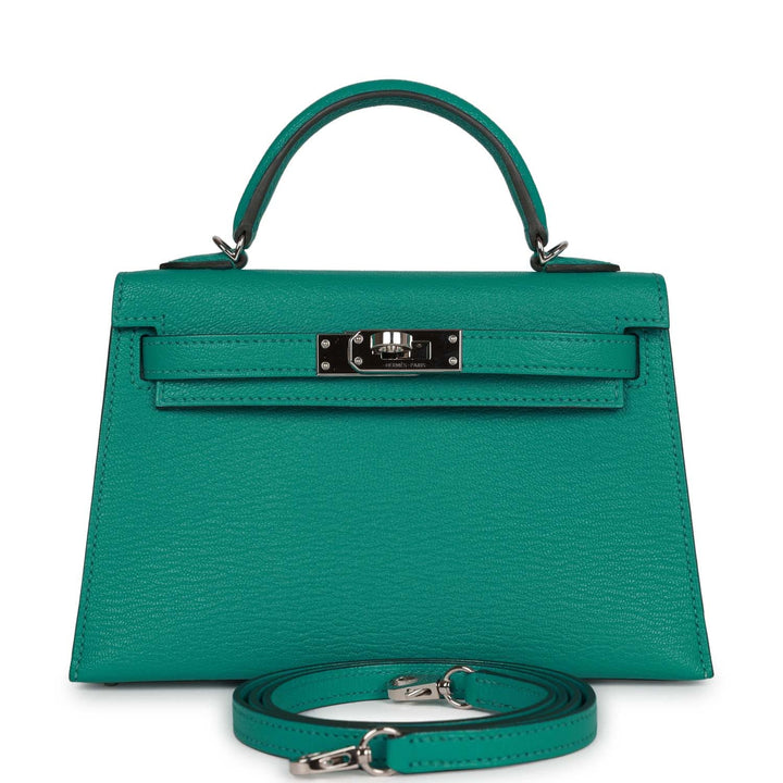 Top quality Hermes Kelly 20 Verso Vert Verone Verso Chevre Palladium Hardware