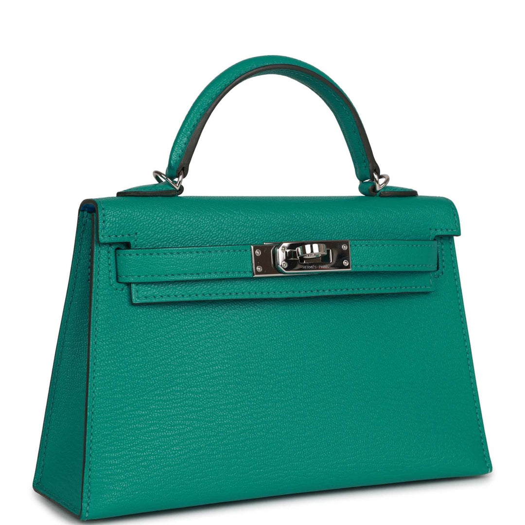 Top quality Hermes Kelly 20 Verso Vert Verone Verso Chevre Palladium Hardware