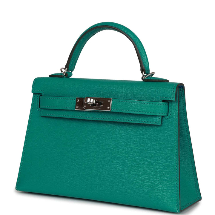 Top quality Hermes Kelly 20 Verso Vert Verone Verso Chevre Palladium Hardware