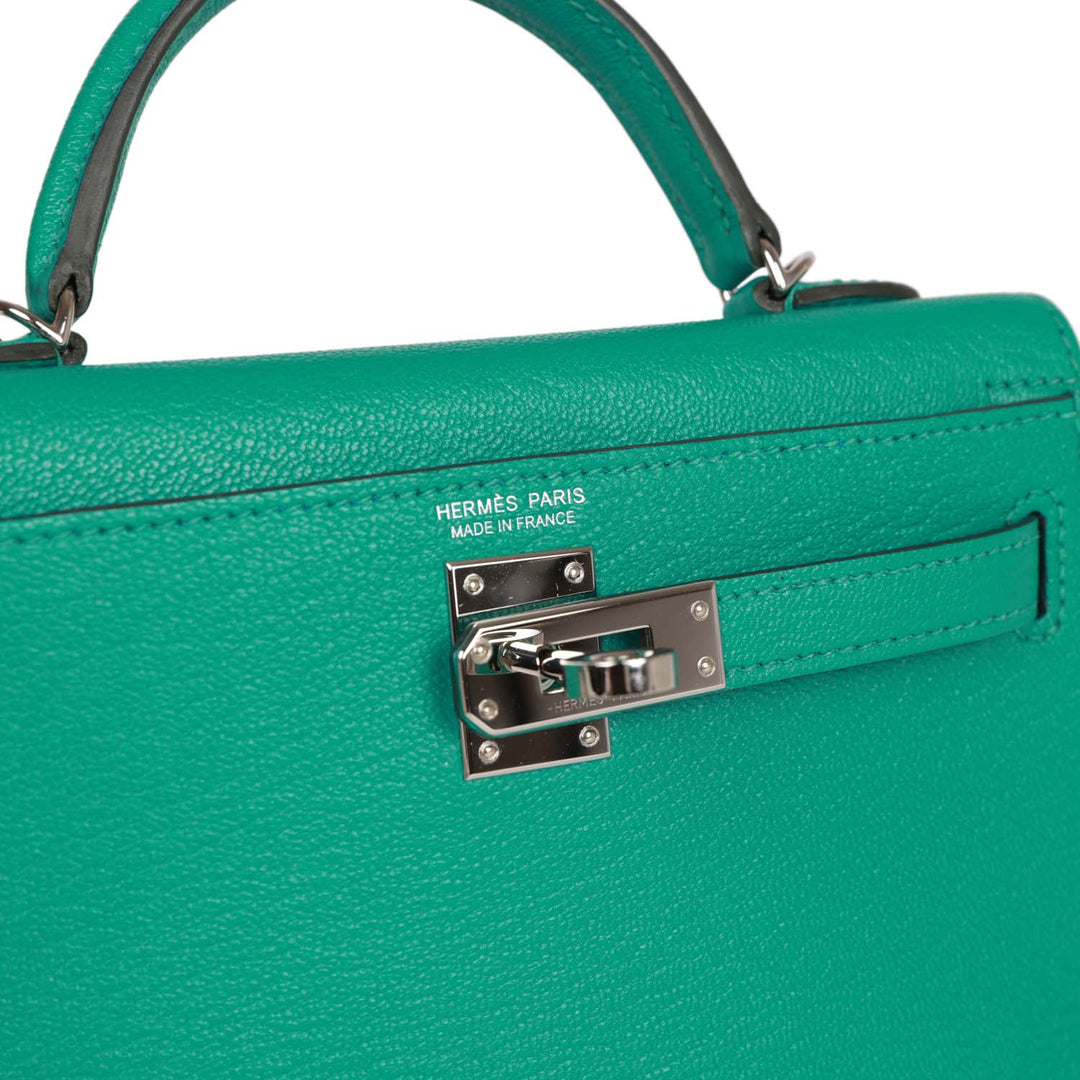 Top quality Hermes Kelly 20 Verso Vert Verone Verso Chevre Palladium Hardware