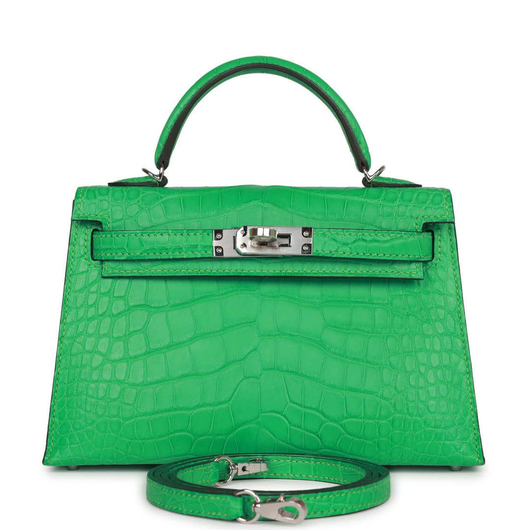 Top quality Hermes Kelly Sellier 20 Vert Comics Matte Alligator Palladium Hardware