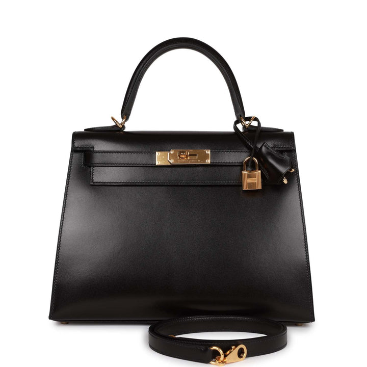 Top quality Hermes Kelly Sellier 28 Black Box Gold Hardware