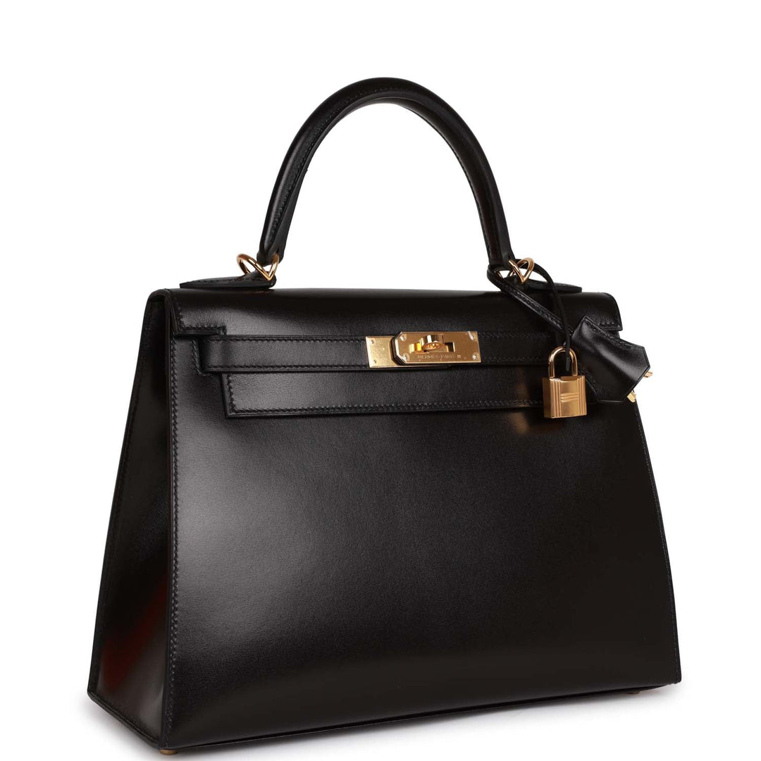 Top quality Hermes Kelly Sellier 28 Black Box Gold Hardware