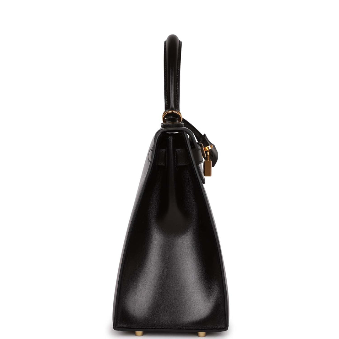 Top quality Hermes Kelly Sellier 28 Black Box Gold Hardware