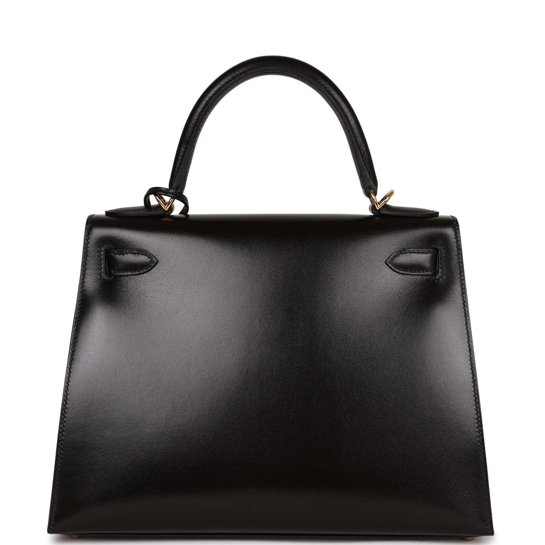 Top quality Hermes Kelly Sellier 28 Black Box Gold Hardware