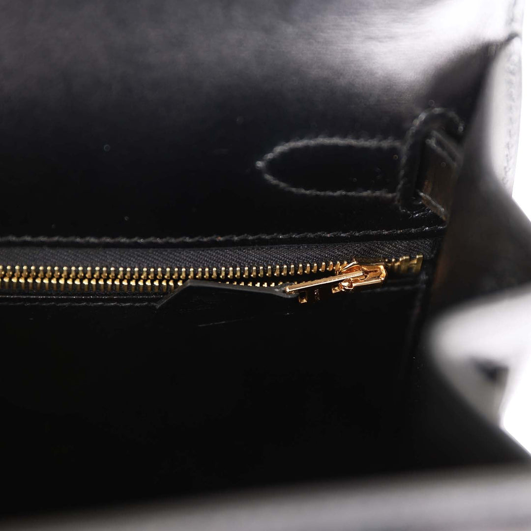 Top quality Hermes Kelly Sellier 28 Black Box Gold Hardware