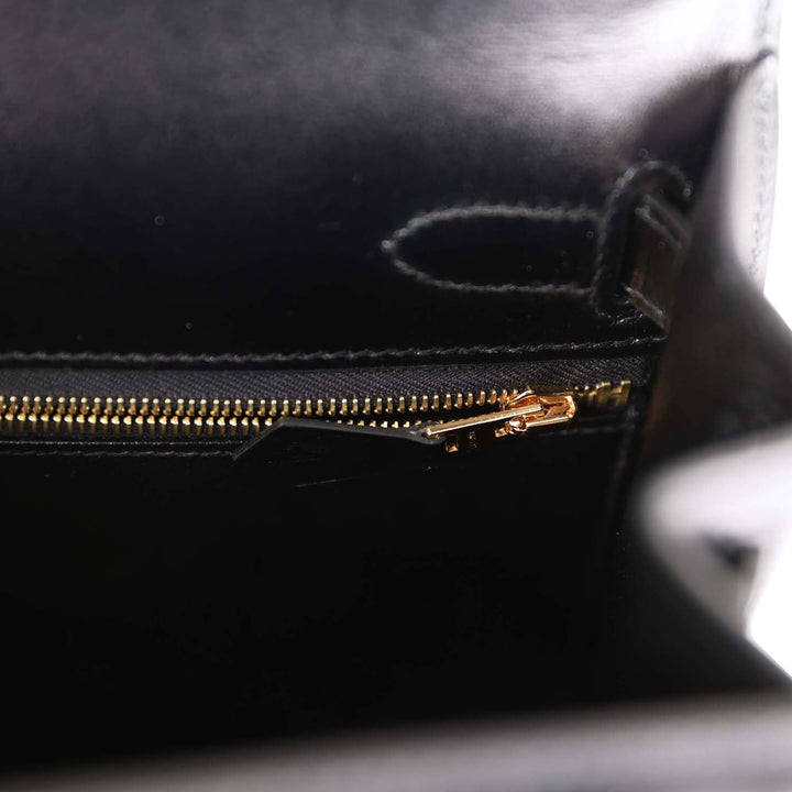 Top quality Hermes Kelly Sellier 28 Black Box Gold Hardware