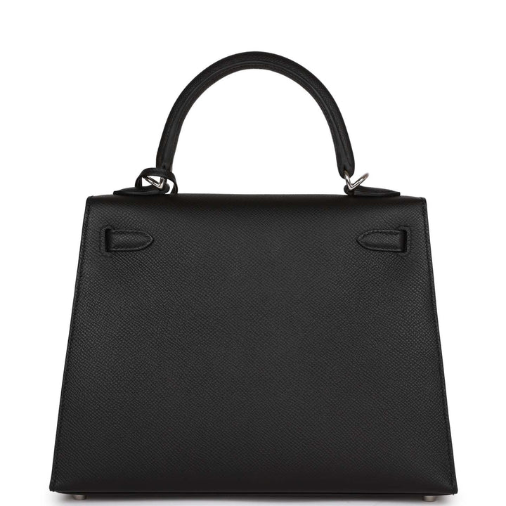 Top quality Hermes Kelly Sellier 25 Black Epsom Palladium Hardware
