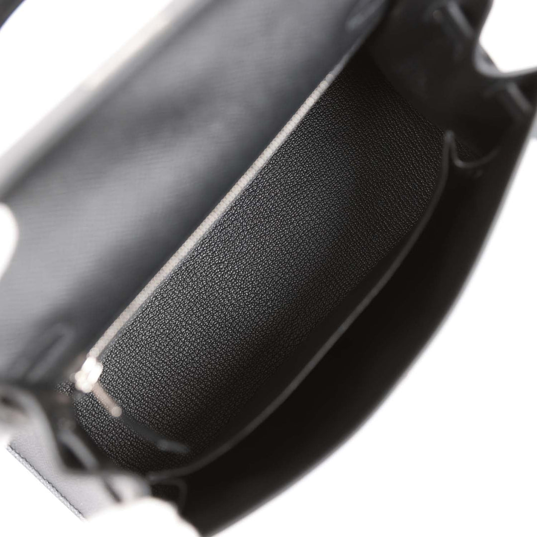 Top quality Hermes Kelly Sellier 25 Black Epsom Palladium Hardware