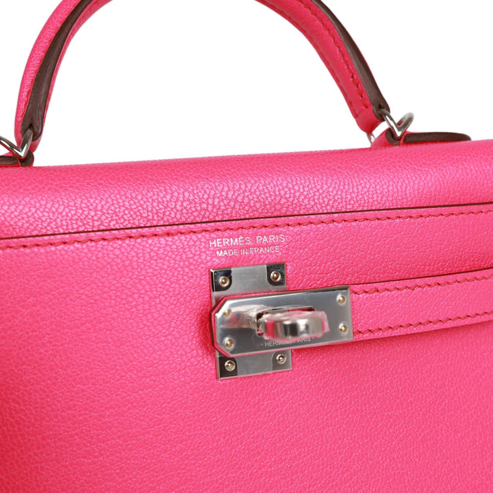 Hermes Kelly 20 Sellier Rose Pop Chevre Chamkila Palladium Hardware