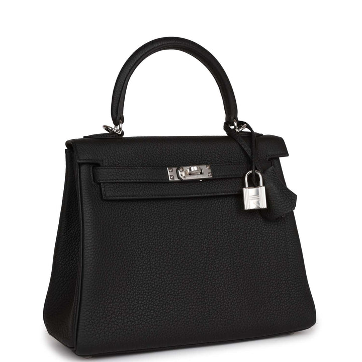 Hermes Kelly 25 Retourne Black Togo Palladium Hardware