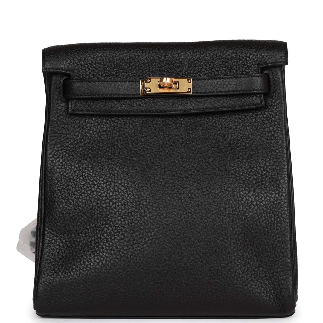 Top quality Hermes Kelly Ado Backpack Black Clemence Gold Hardware