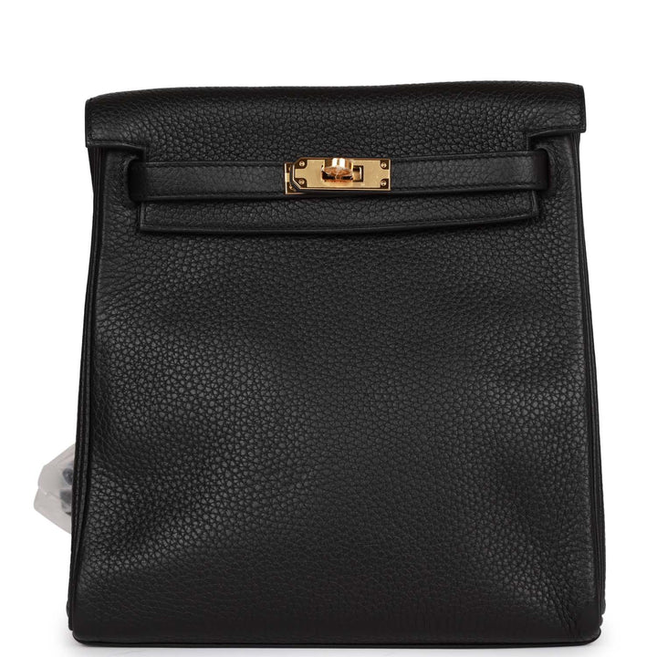Top quality Hermes Kelly Ado Backpack Black Clemence Gold Hardware