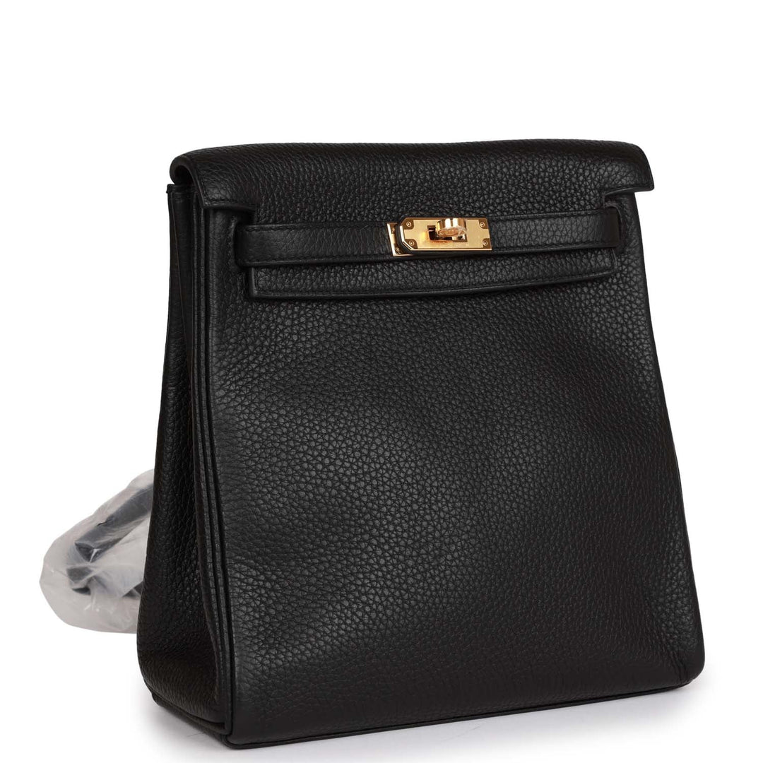 Top quality Hermes Kelly Ado Backpack Black Clemence Gold Hardware