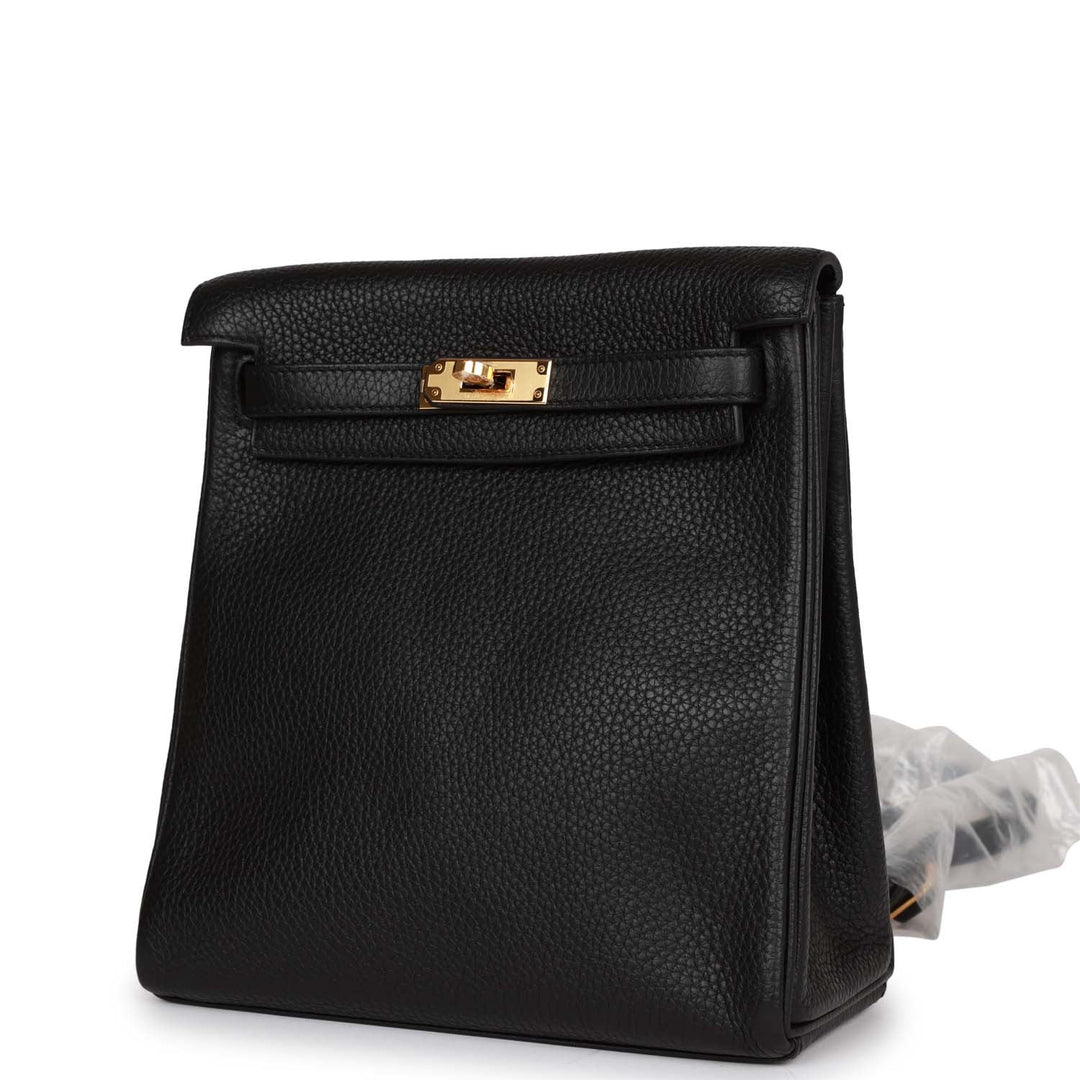 Top quality Hermes Kelly Ado Backpack Black Clemence Gold Hardware