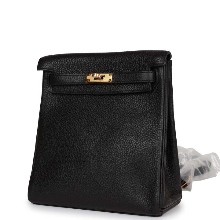 Top quality Hermes Kelly Ado Backpack Black Clemence Gold Hardware