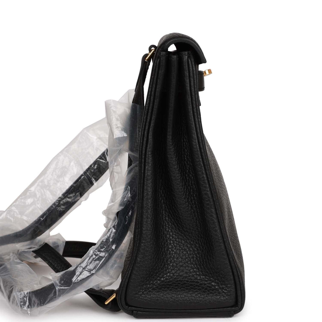 Top quality Hermes Kelly Ado Backpack Black Clemence Gold Hardware