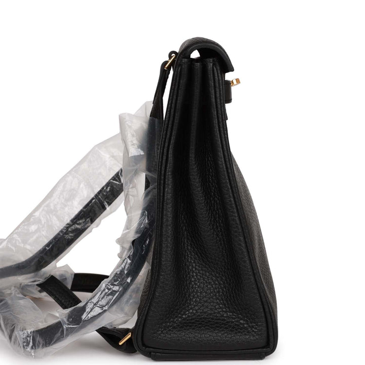 Top quality Hermes Kelly Ado Backpack Black Clemence Gold Hardware