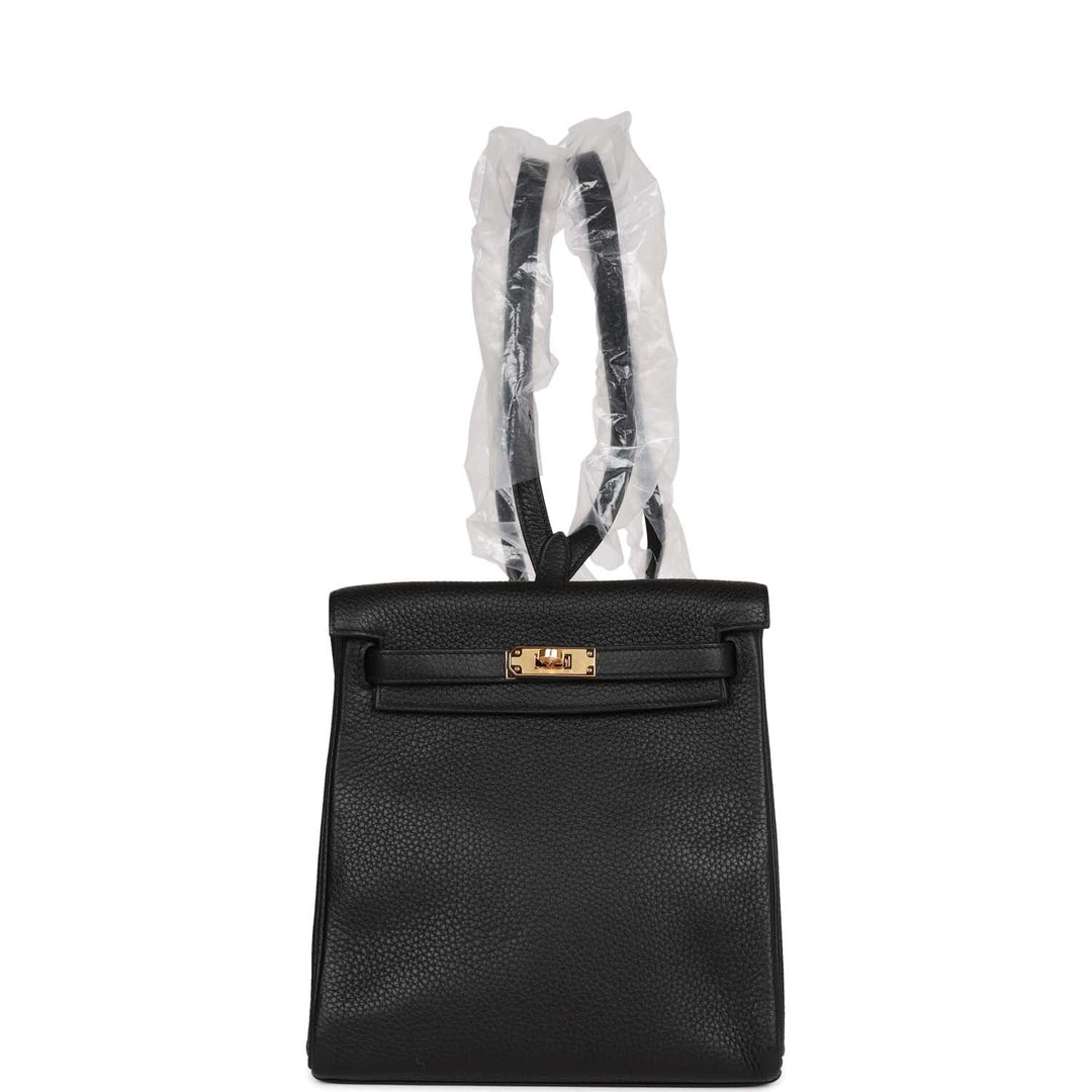 Top quality Hermes Kelly Ado Backpack Black Clemence Gold Hardware