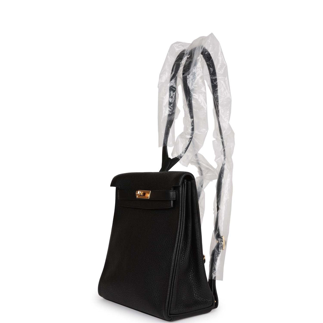 Top quality Hermes Kelly Ado Backpack Black Clemence Gold Hardware