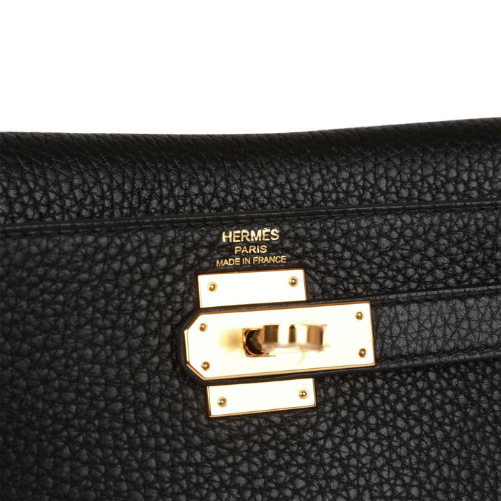 Top quality Hermes Kelly Ado Backpack Black Clemence Gold Hardware
