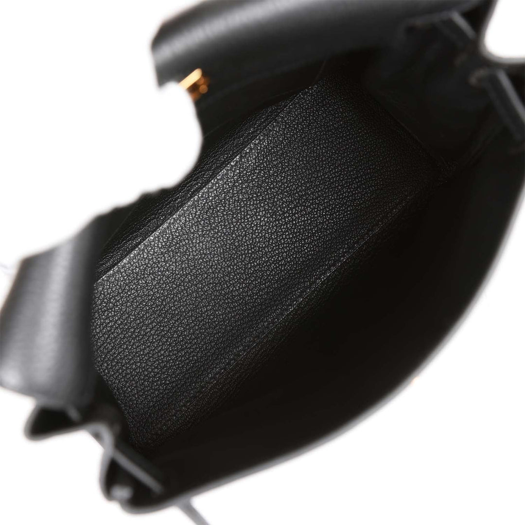 Top quality Hermes Kelly Ado Backpack Black Clemence Gold Hardware