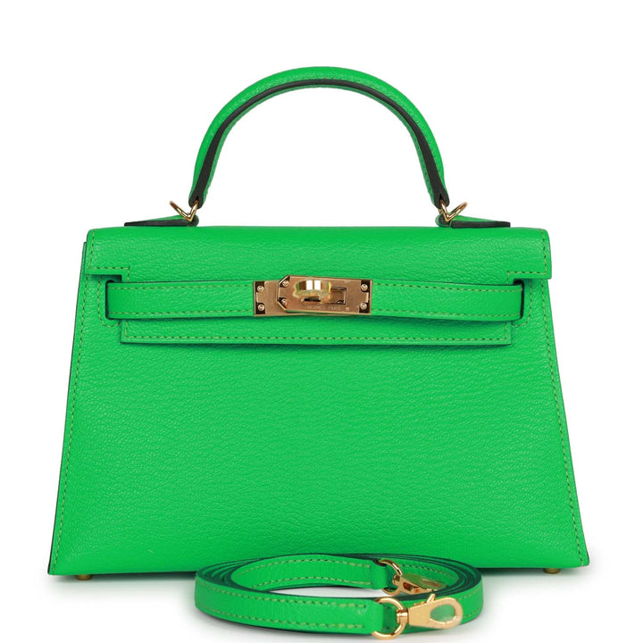 Top quality Hermes Kelly Sellier 20 Vert Comics Chevre Gold Hardware