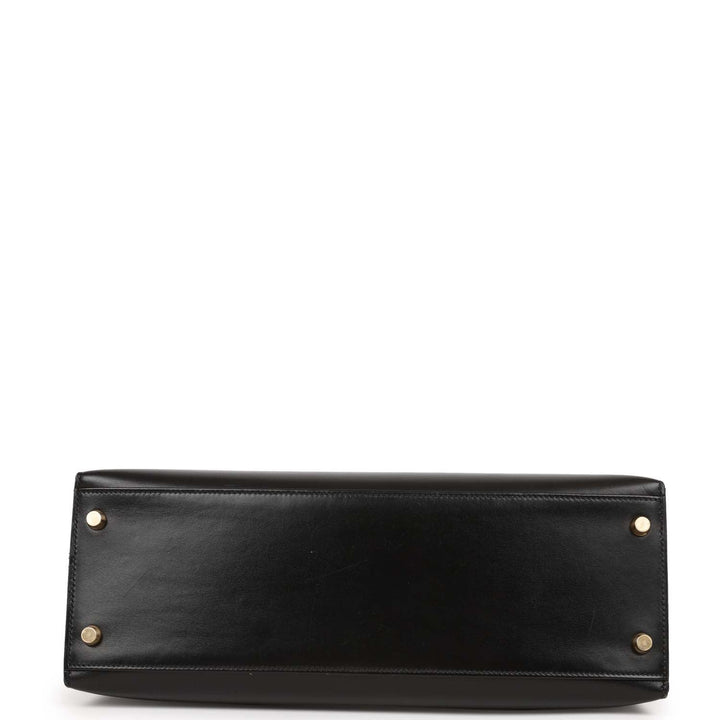 Vintage Top quality Hermes Kelly Sellier 32 Black Box Gold Hardware