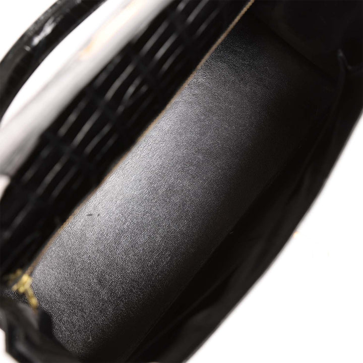 Vintage Top quality Hermes Kelly Sellier 32 Black Shiny Niloticus Crocodile Gold Hardware
