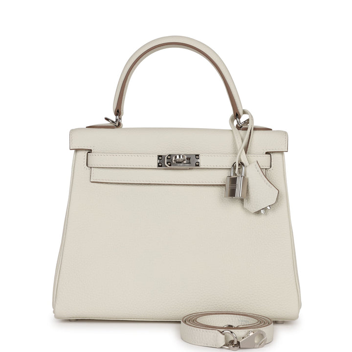 Top quality Hermes Kelly Retourne 25 Mushroom Togo Palladium Hardware