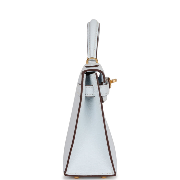 Hermes Kelly 20 Sellier Bleu Brume Chevre Gold Hardware